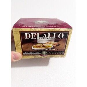 Delallo 4 Piece Bread Dipping White Saucer for Olive Oil -Set New in Box